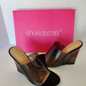 Shoe Dazzle Black Reeba Wedges women’s size 7
